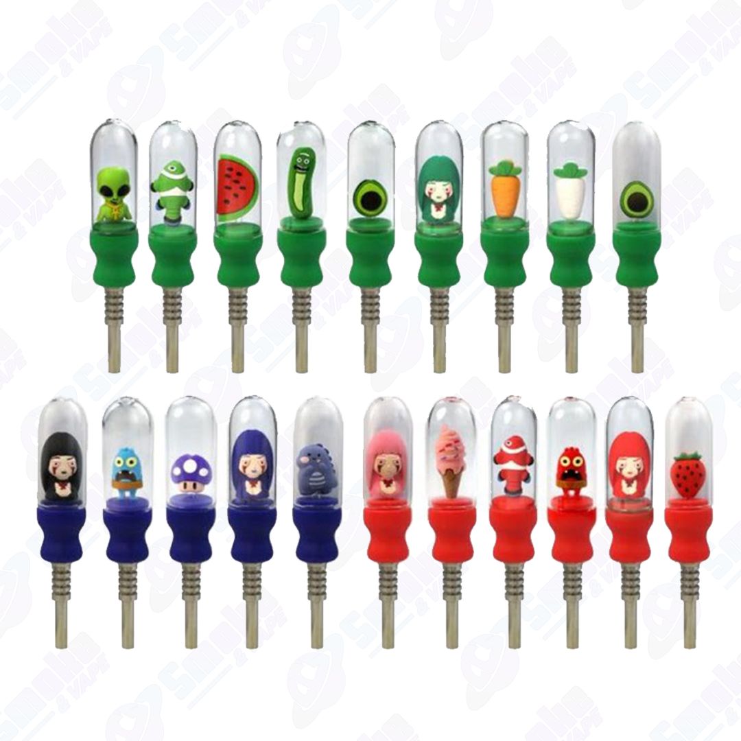 Silicone Character Nectar Collector & Titanium Nail - Assorted