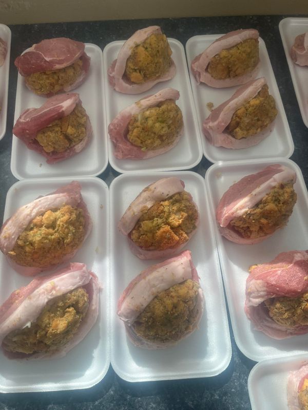 6 Homemade Stuffed Pork Chops PIckup Sept.19th & 20th