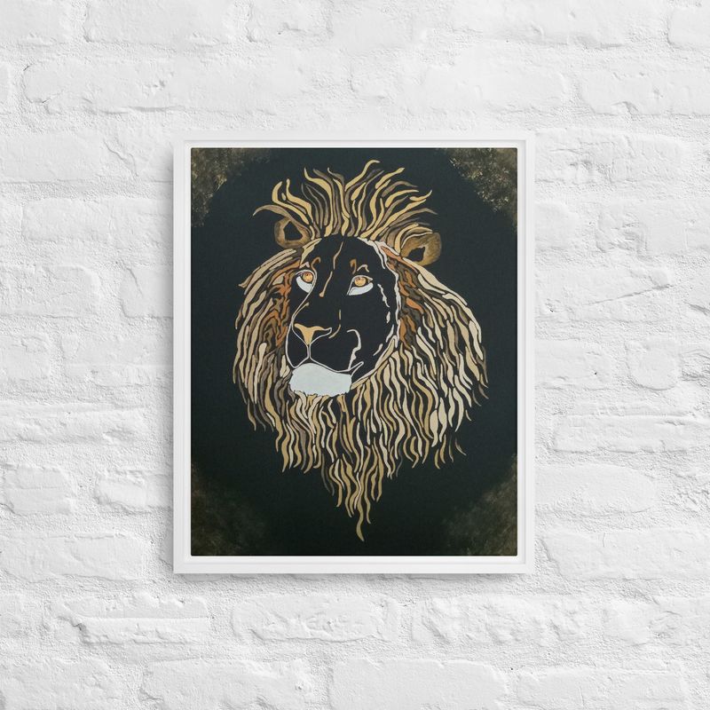 Crown Lion Framed Canvas Print 16 x 20