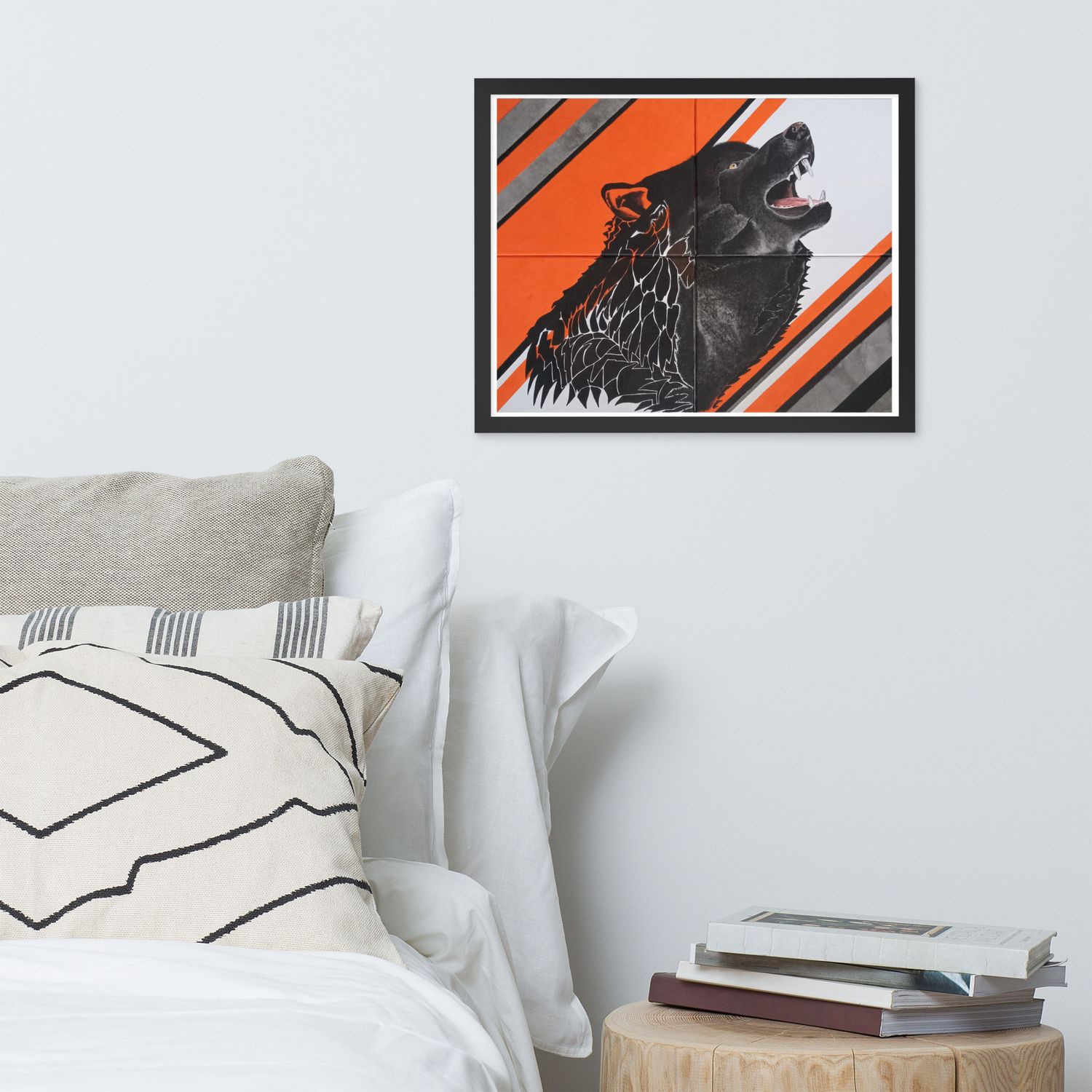 Midnight Wolf Framed Matte Poster Print   16 x 20