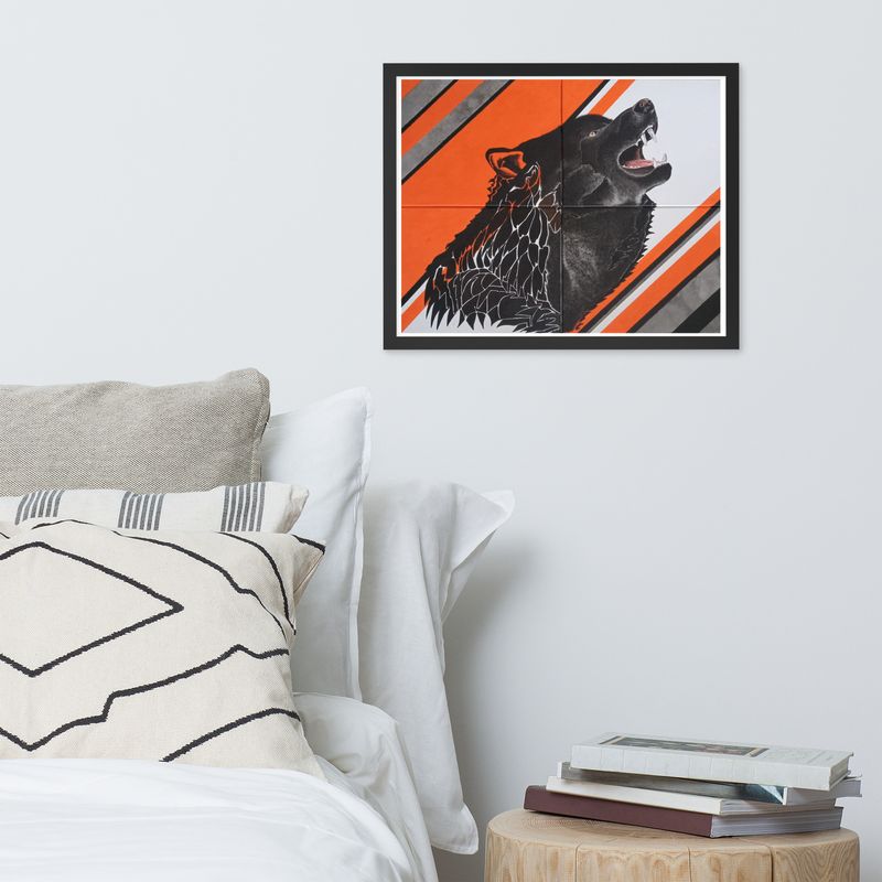 Midnight Wolf Framed Matte Poster Print   16 x 20
