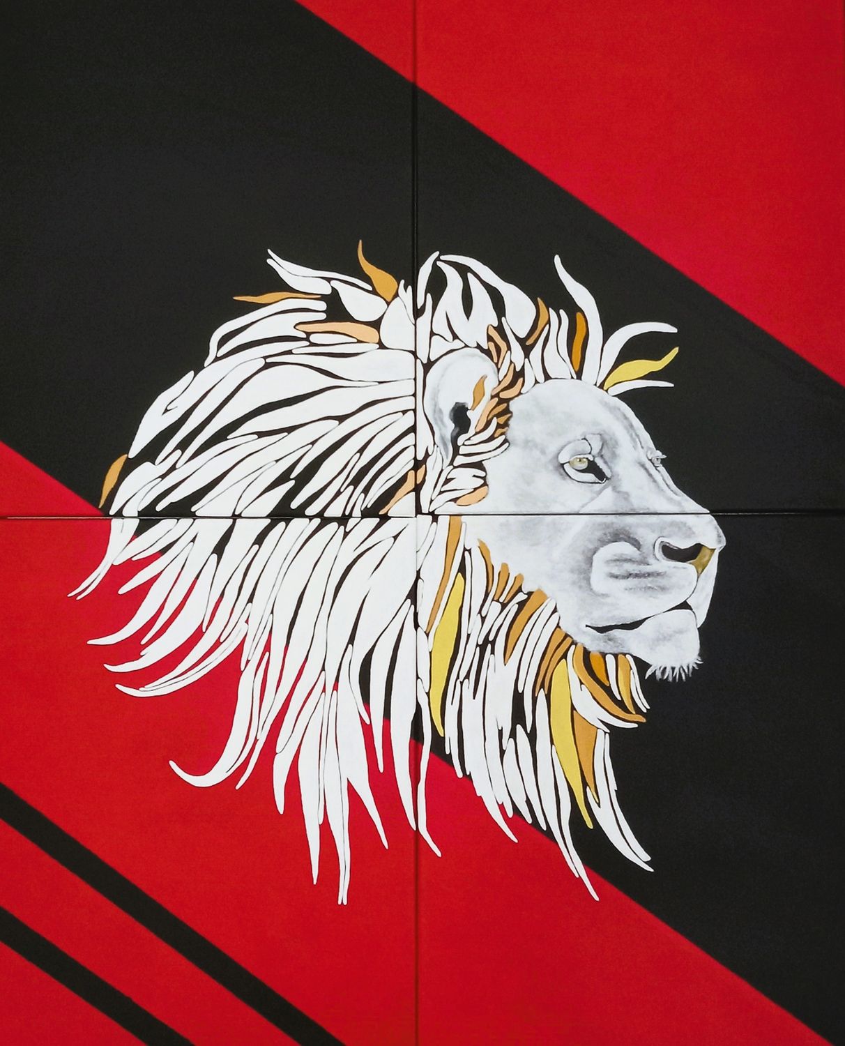 White Lion Design 32 x 40 Original 4set Canvas