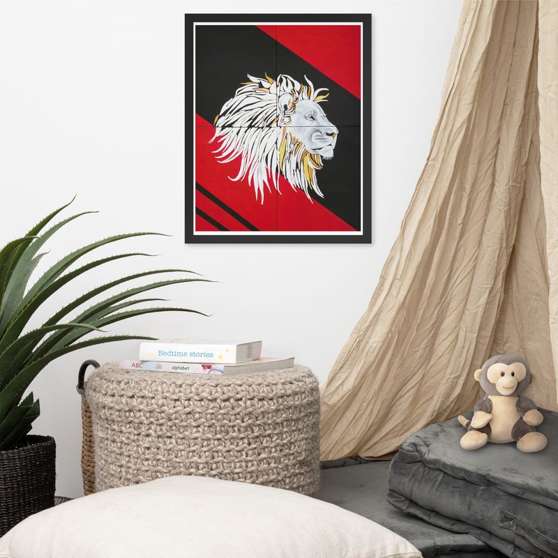 White Lion Design Framed Matte Poster Print      16 x 20