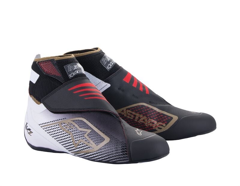 CHAUSSURES ALPINESTARS TECH 1-KZ  V2 NOIR/BLANCHE/OR
