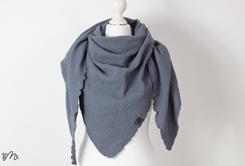 Musselin Dreiecks-Tuch rauchblau Musselin Dreiecks-Tuch rauchblau
