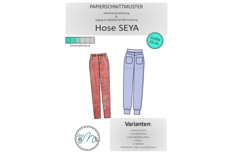 Papierschnittmuster Hose SEYA XS-XL Papierschnittmuster Hose SEYA XS-XL