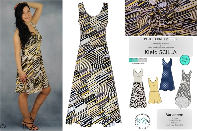 DIY KIT Viskosejersey Streifen/Kreise + Papierschnitt SCILLA DIY KIT Viskosejersey Streifen/Kreise + Papierschnitt SCILLA