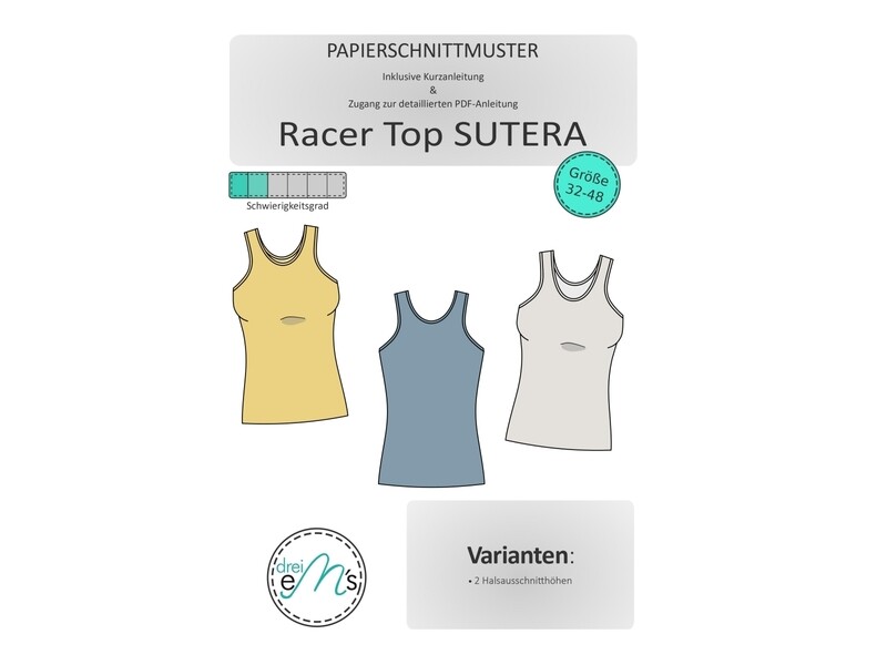 Papierschnittmuster Racer Top SUTERA Gr. 32-48 Papierschnittmuster Racer Top SUTERA Gr. 32-48