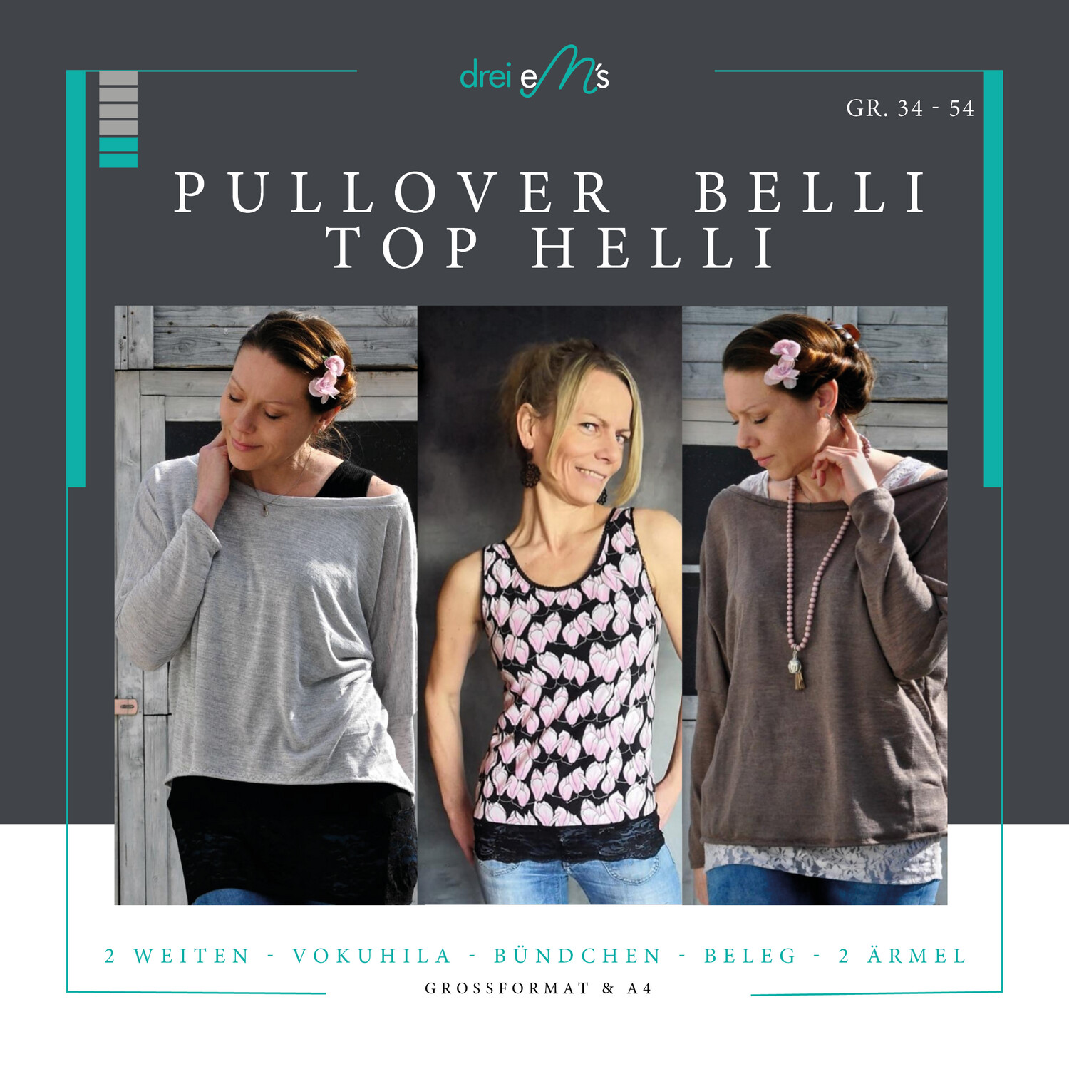 Kombi- Ebook Top HELLI & Pullover BELLI Gr. 34-54