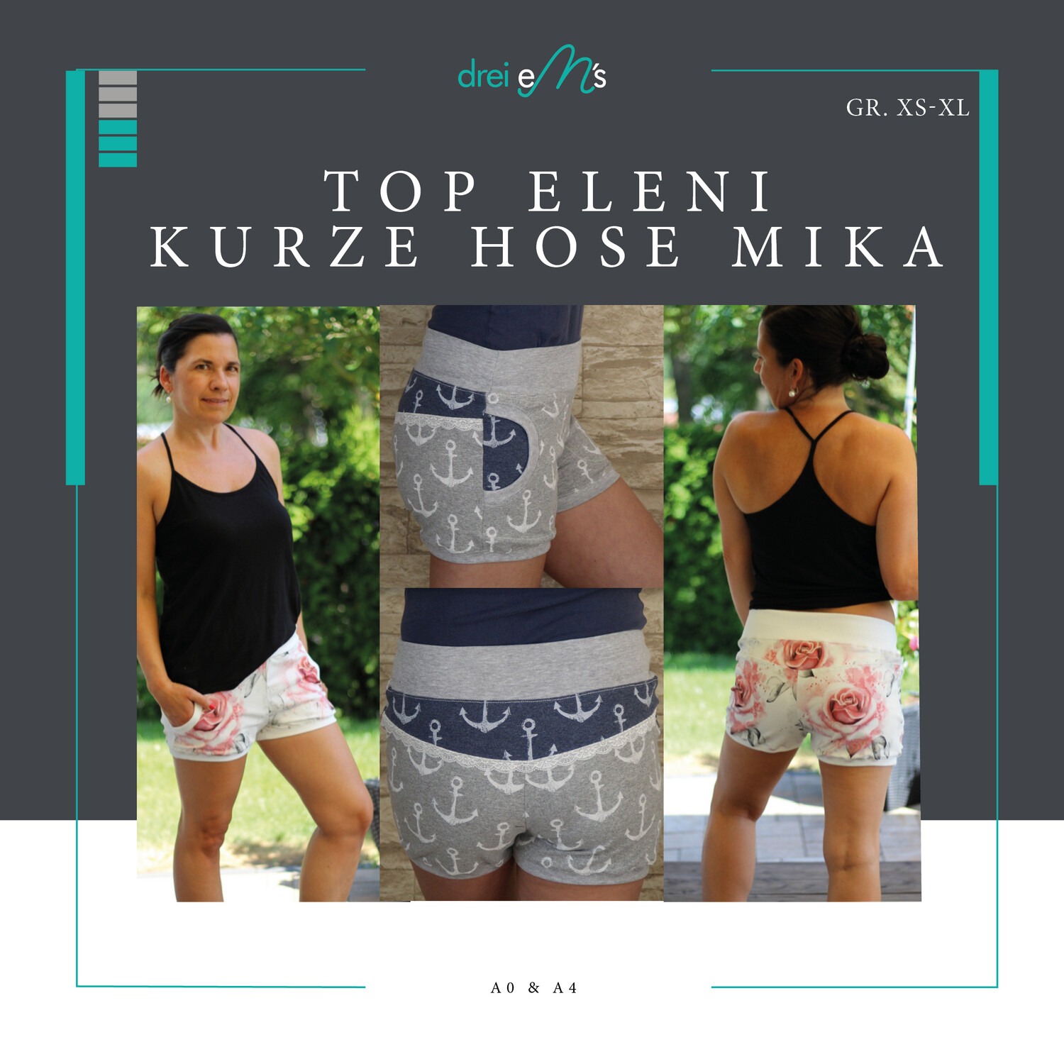 Kombi-Ebook kurze Hose MIKA  und Top ELENI Gr. XS-XL