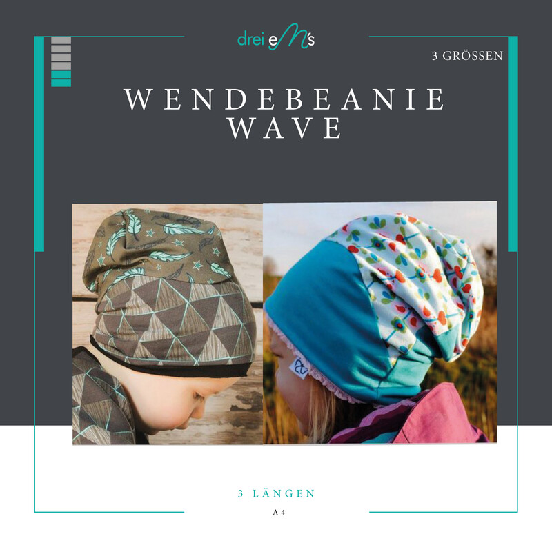 Ebook Wendebeanie / Mütze WAVE 3 Größen Ebook Wendebeanie / Mütze WAVE 3 Größen