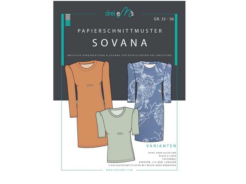 Papierschnittmuster Shirt/Kleid SOVANA Gr. 32-56
