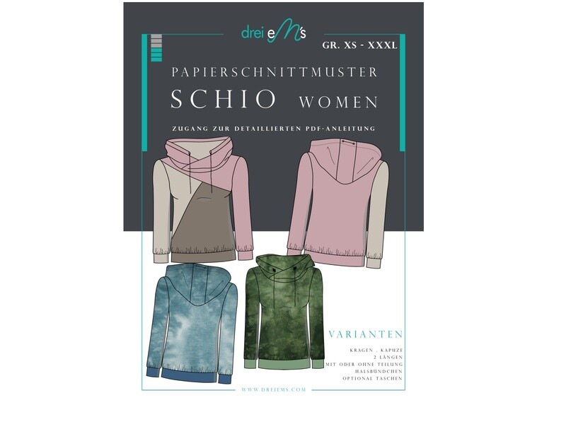 Papierschnittmuster Hoodie SCHIO Woman Gr. XS-XXXL Papierschnittmuster Hoodie SCHIO Woman Gr. XS-XXXL