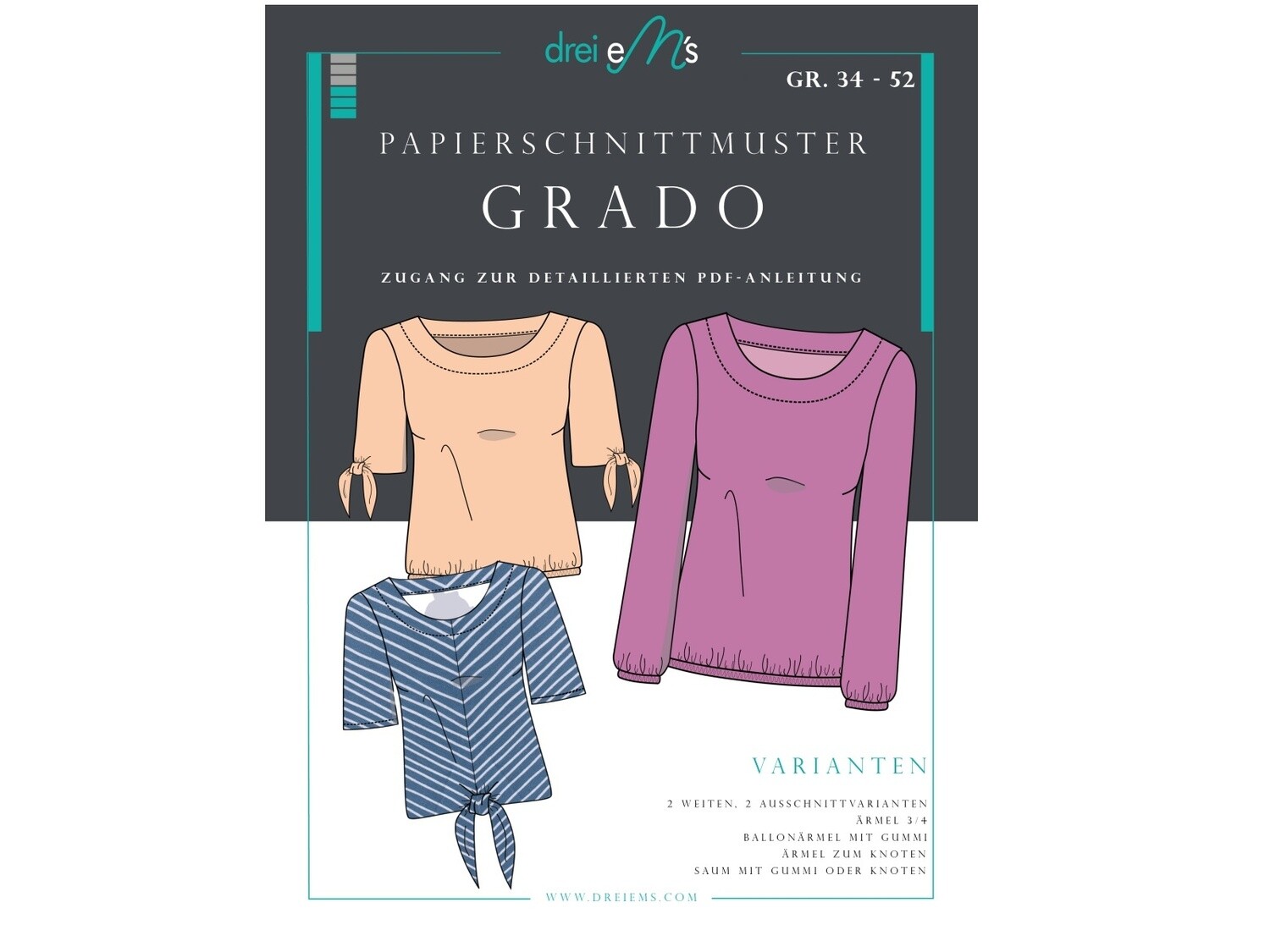Papierschnittmuster Shirt GRADO Gr. 34-52