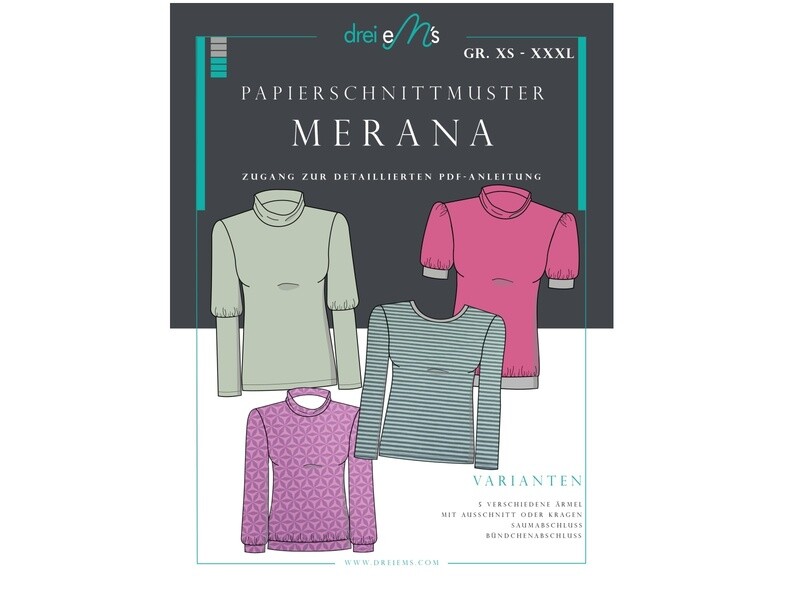 Papierschnittmuster Rolli MERANA Gr. XS-XXXL Papierschnittmuster Rolli MERANA Gr. XS-XXXL