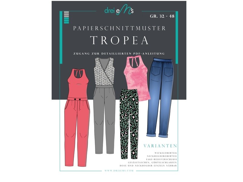 Papierschnittmuster Jumpsuit TROPEA Gr. 32-48 Papierschnittmuster Jumpsuit TROPEA Gr. 32-48