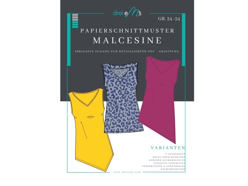 Papierschnittmuster Top MALCESINE Gr. 34-54 Papierschnittmuster Top MALCESINE Gr. 34-54