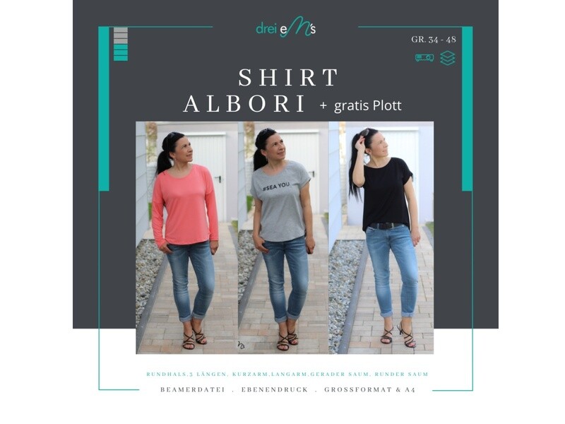 Ebook Shirt ALBORI Gr. 32-56 + gratis Plott