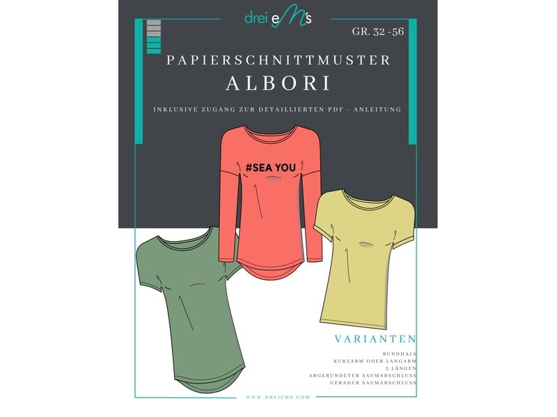 Papierschnittmuster Shirt ALBORI Gr. 32-56