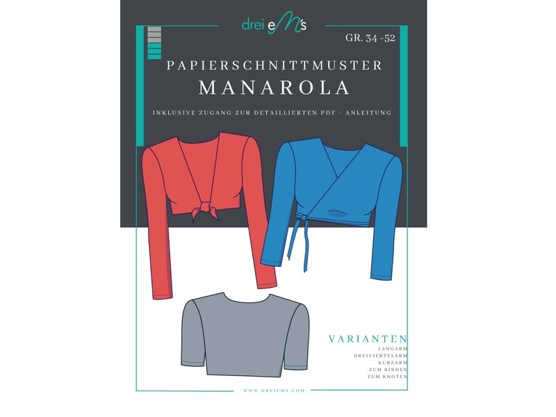 Papierschnittmuster Bolero MANAROLA Gr. 34-52 Papierschnittmuster Bolero MANAROLA Gr. 34-52