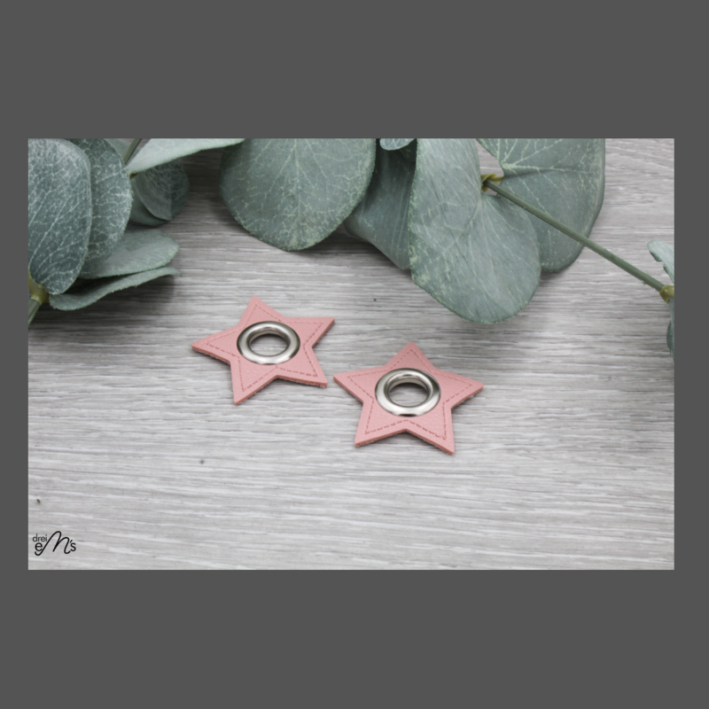 2 Stk Ösen Nickel auf Kunstleder Stern rosa 11 mm 2 Stk Ösen Nickel auf Kunstleder Stern rosa 11 mm