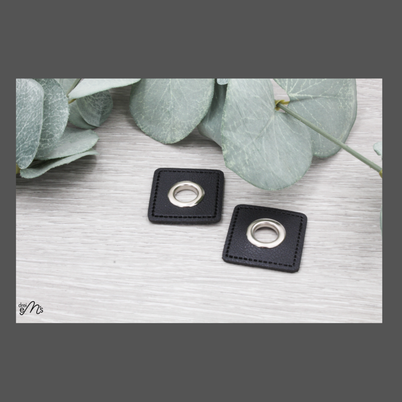2 Stk Ösen Nickel auf Kunstleder schwarz 11 mm 2 Stk Ösen Nickel auf Kunstleder schwarz 11 mm