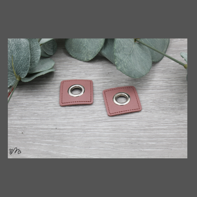 2 Stk Ösen Nickel auf Kunstleder altrosa 11 mm 2 Stk Ösen Nickel auf Kunstleder altrosa 11 mm