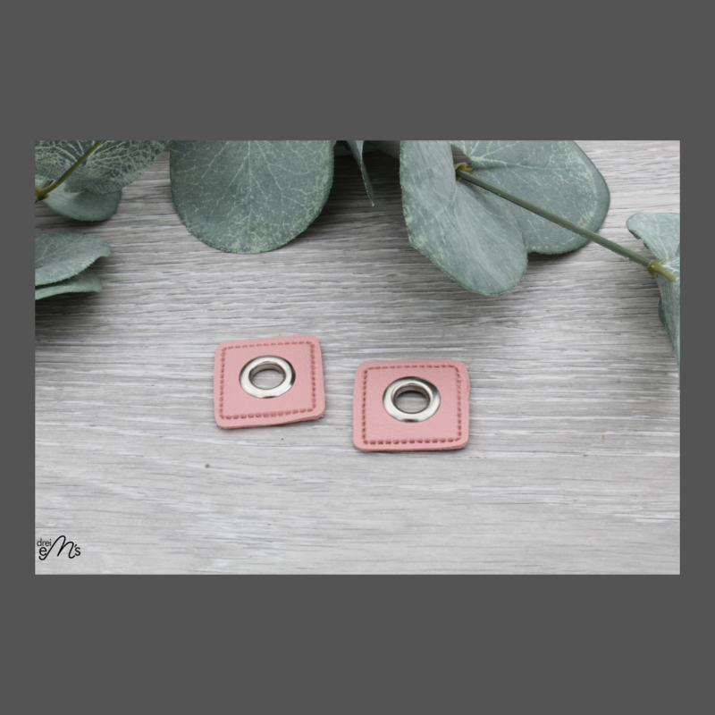 2 Stk Ösen Nickel auf Kunstleder rosa 8 mm 2 Stk Ösen Nickel auf Kunstleder rosa 8 mm