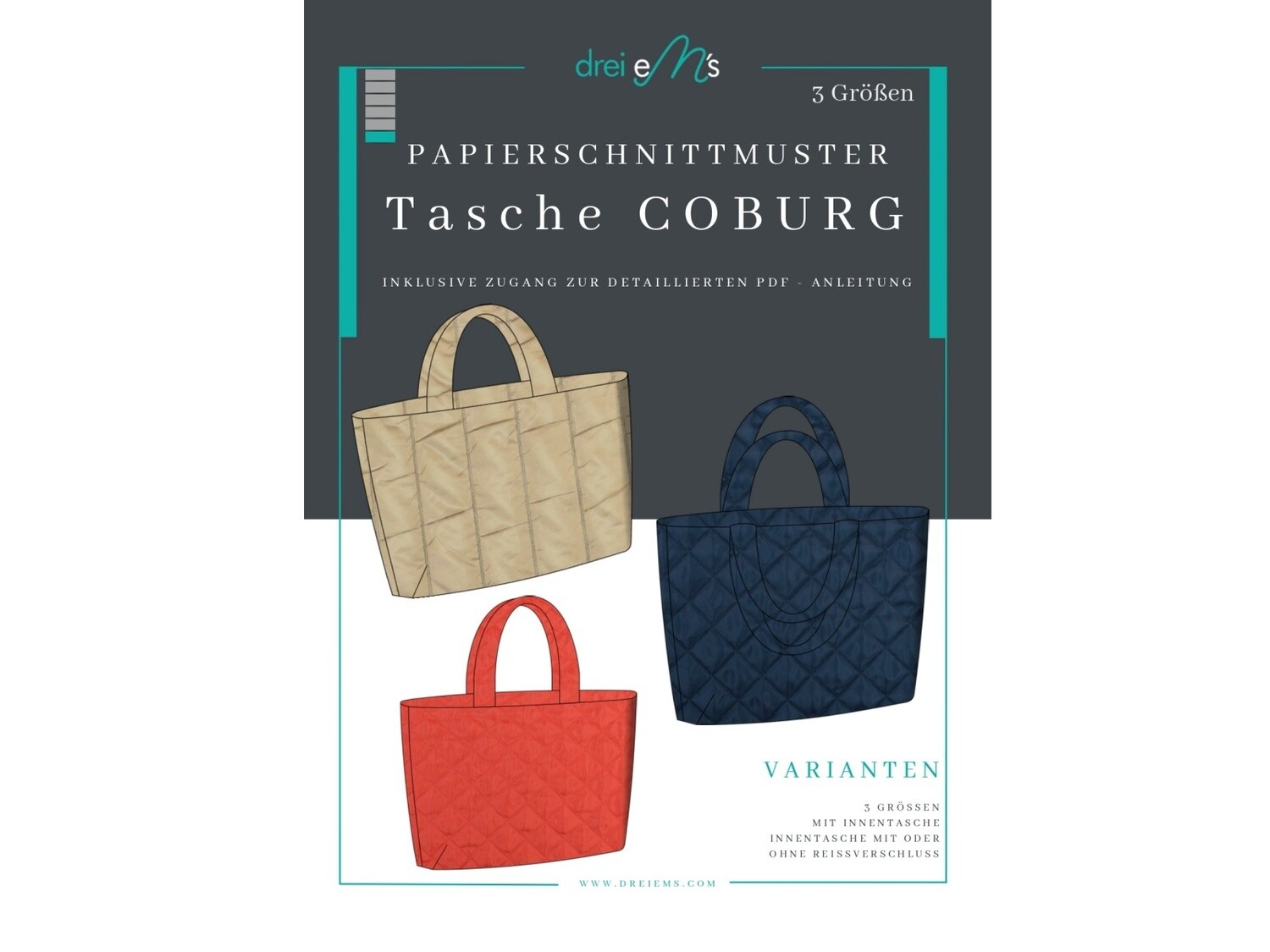 Papierschnittmuster Tasche COBURG Papierschnittmuster Tasche COBURG
