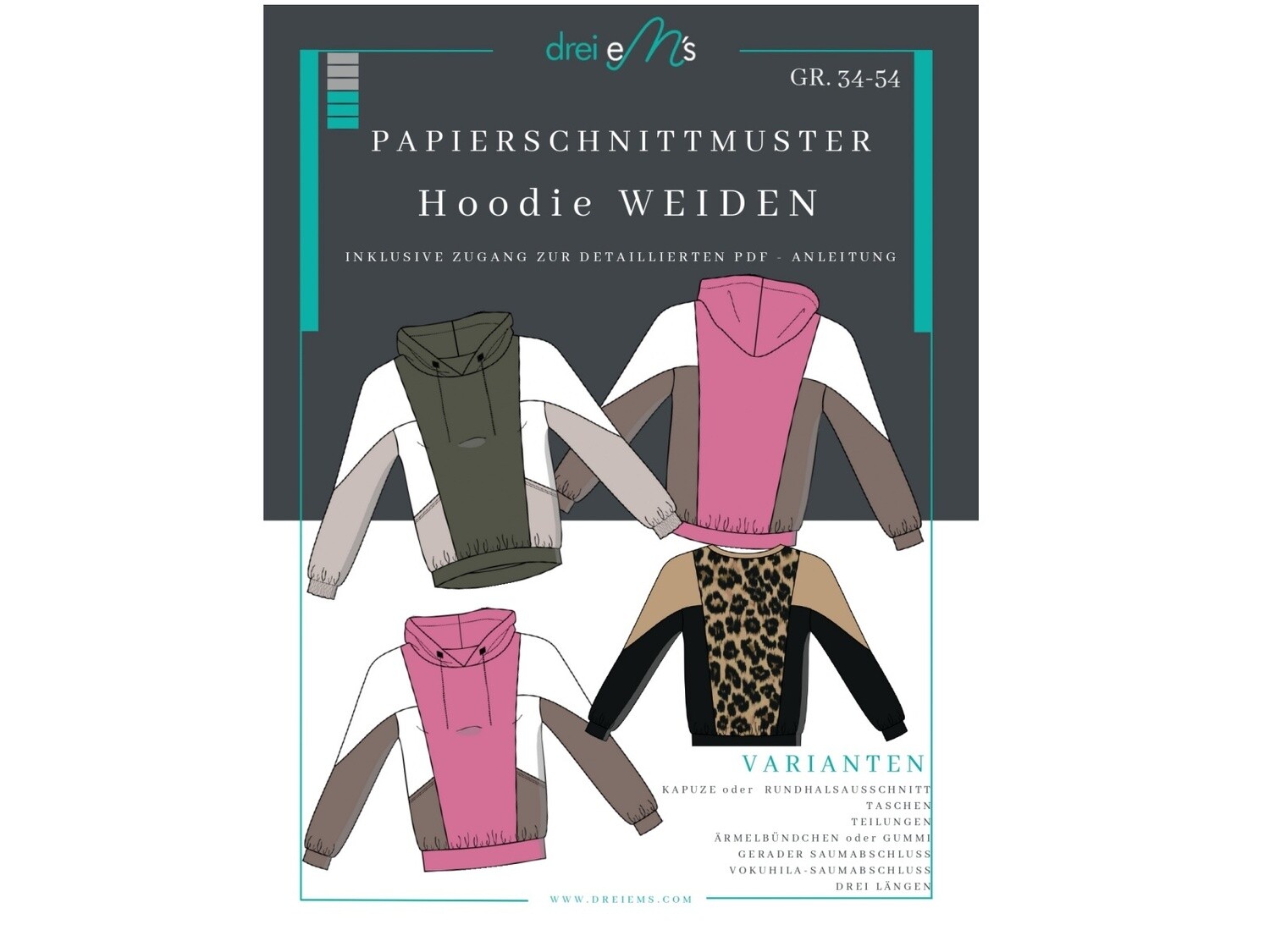 Papierschnittmuster Hoodie WEIDEN Papierschnittmuster Hoodie WEIDEN