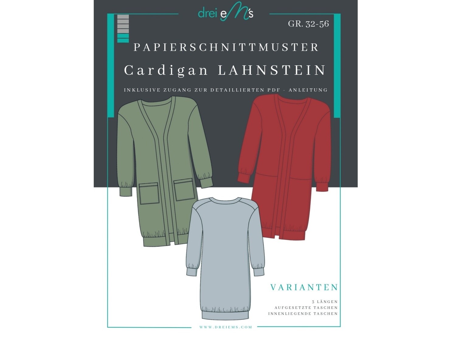 Papierschnittmuster Cardigan LAHNSTEIN Papierschnittmuster Cardigan LAHNSTEIN
