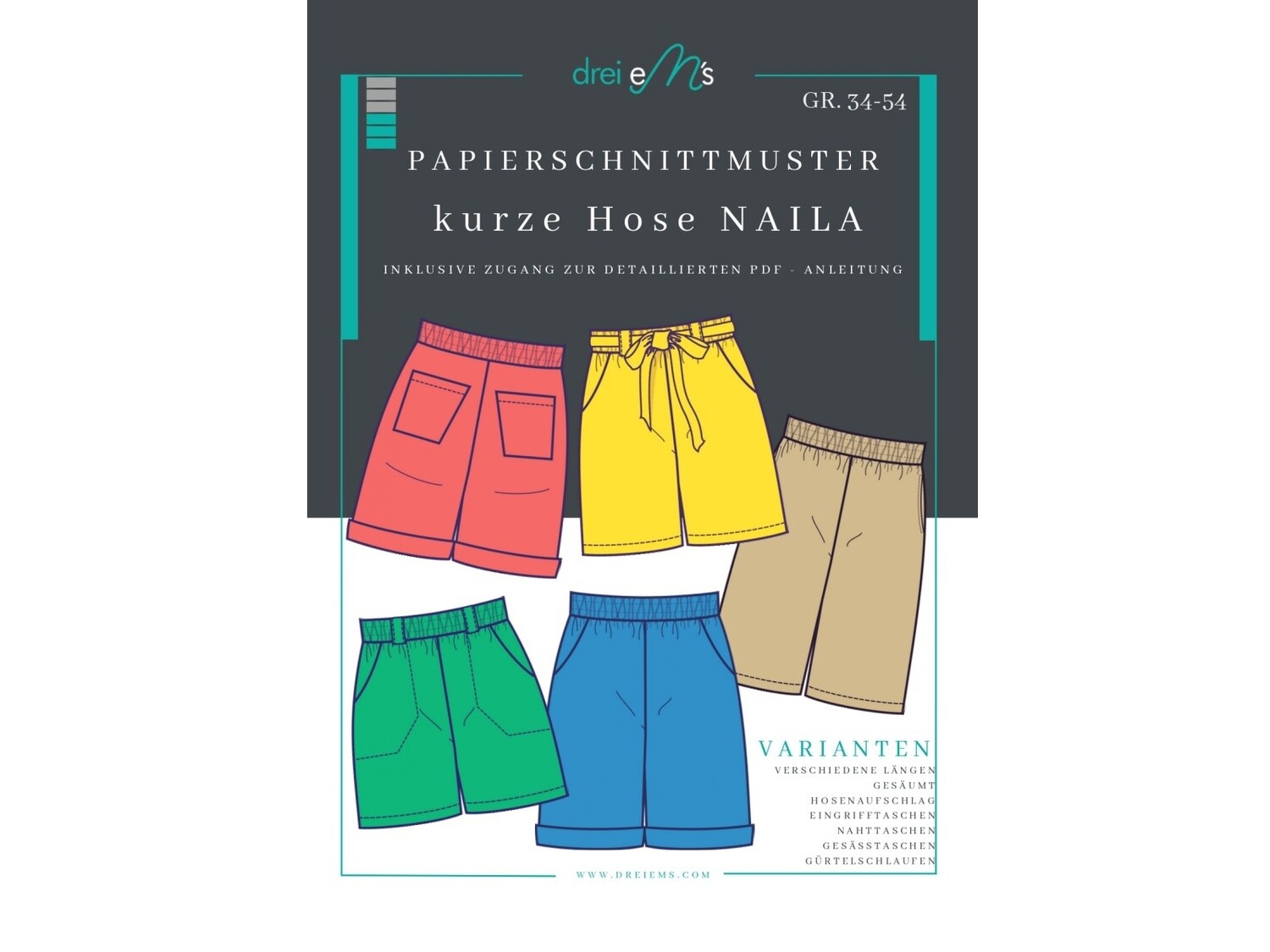 Papierschnittmuster kurze Hose NAILA Papierschnittmuster kurze Hose NAILA