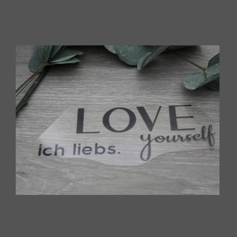 Bügelbild  FREISING "LOVE yourself - ich Liebs." schwarz BLACKBOW