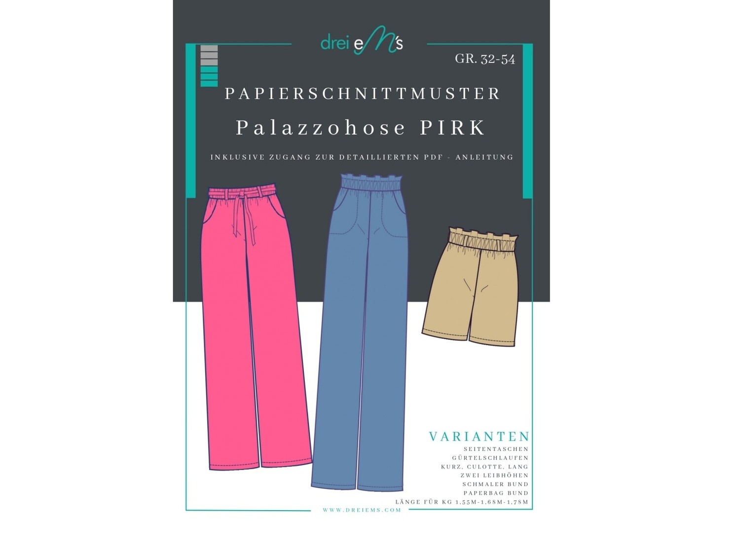 Papierschnittmuster Palazzohose PIRK Gr. 32-54 Papierschnittmuster Palazzohose PIRK Gr. 32-54