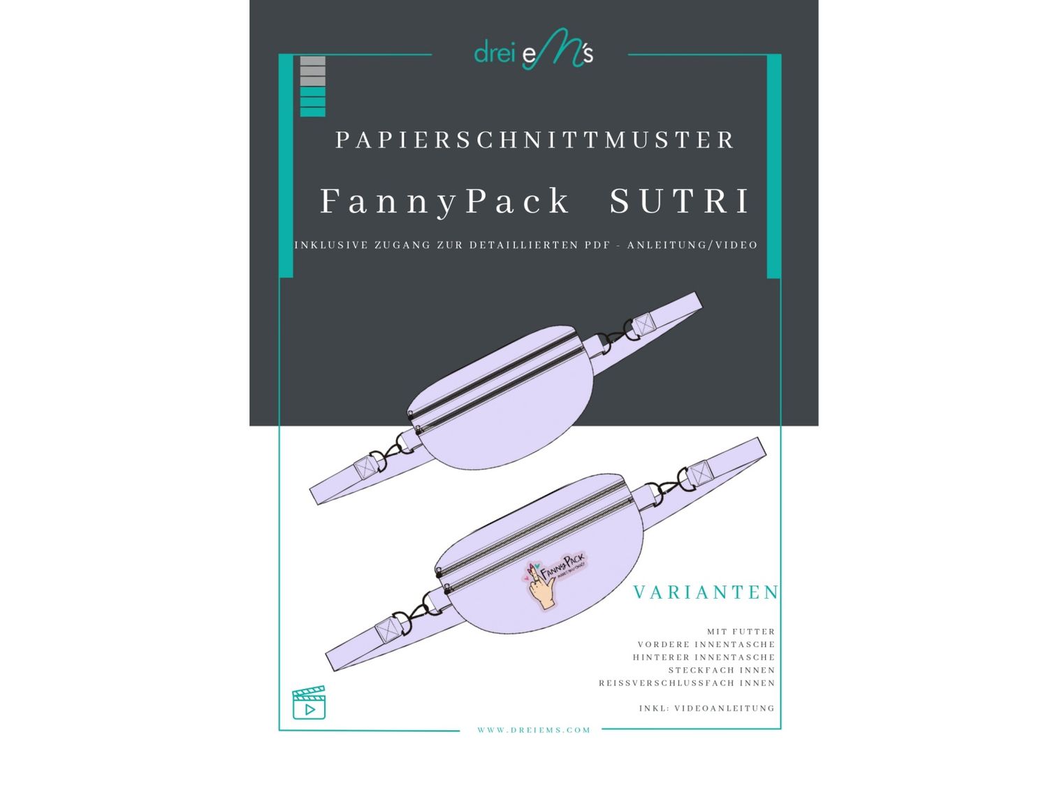 Papierschnittmuster FannyPack SUTRI + Videoanleitung Papierschnittmuster FannyPack SUTRI + Videoanleitung