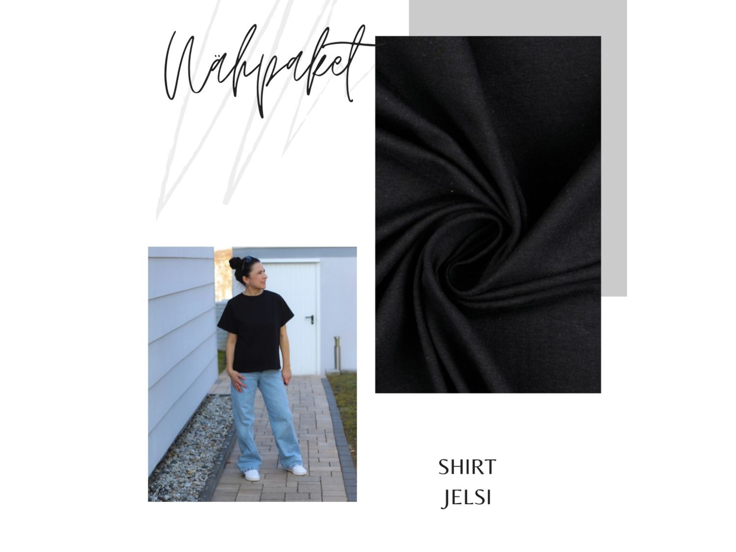 Nähpaket Shirt JELSI Jersey schwarz Nähpaket Shirt JELSI Jersey schwarz