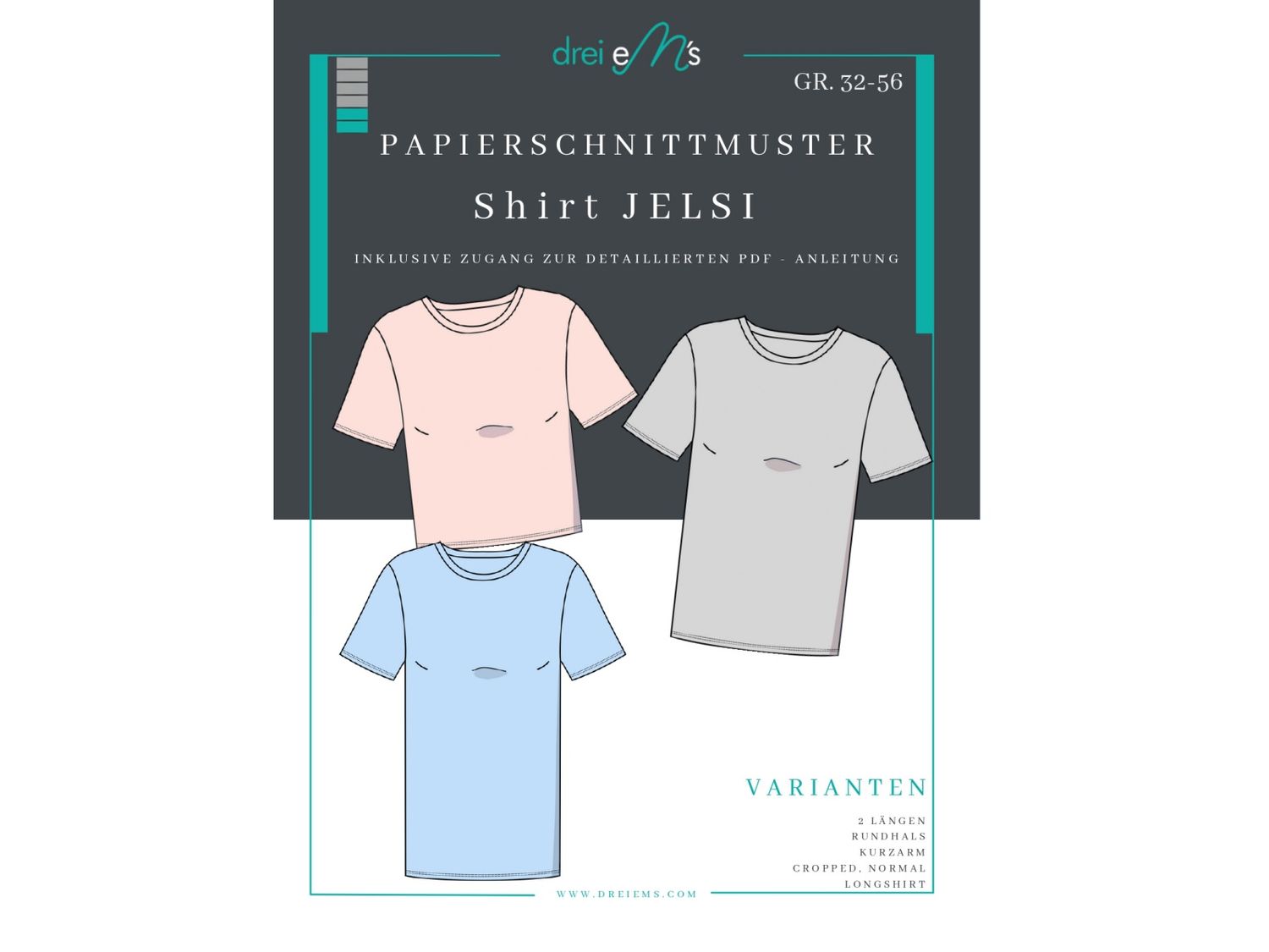 Papierschnittmuster Shirt JELSI Gr. 32-56 Papierschnittmuster Shirt JELSI Gr. 32-56