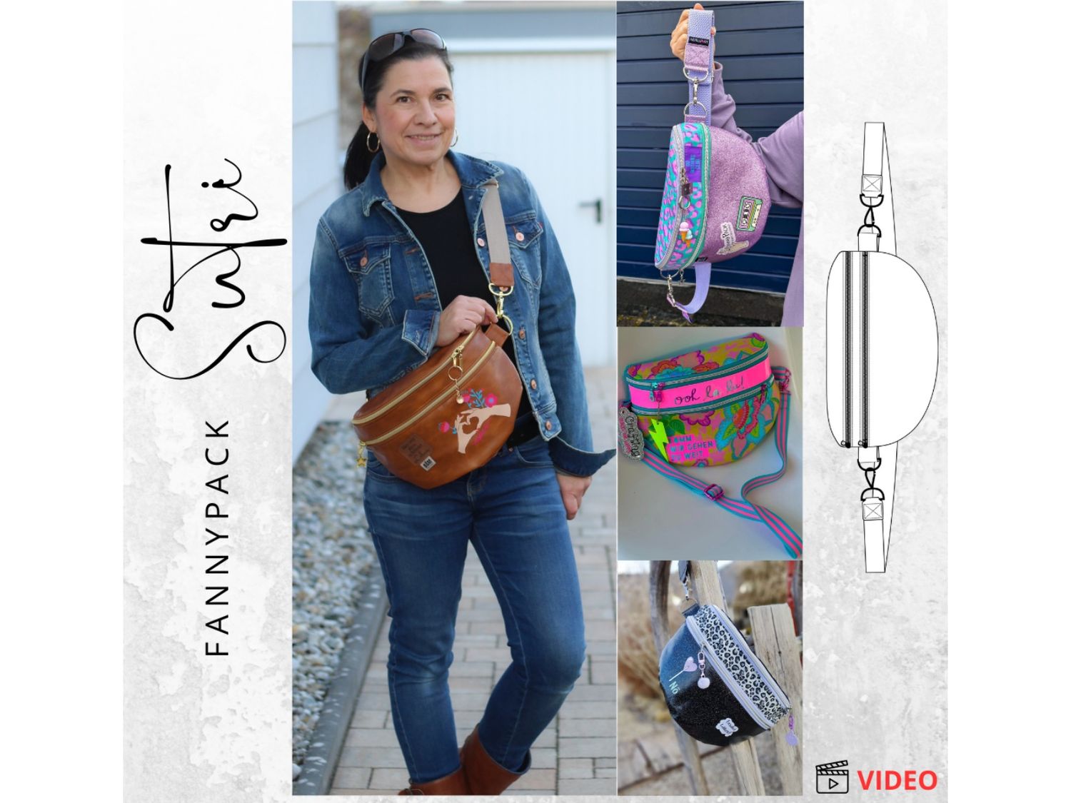 Schnittmuster Crossbag FannyPack SUTRI + Videoanleitung