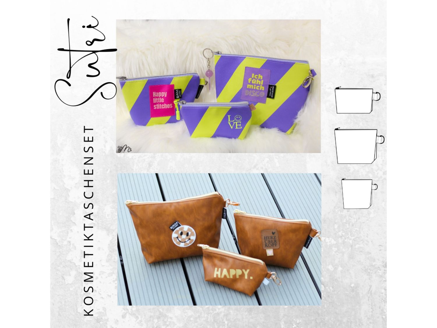 Schnittmuster Tasche Kosmetiktaschenset SUTRI 3-teilig