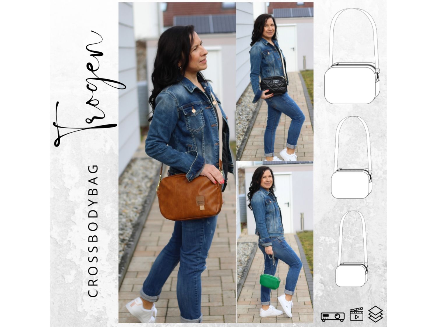Schnittmuster  Crossbag Tasche TROGEN + Videoanleitung