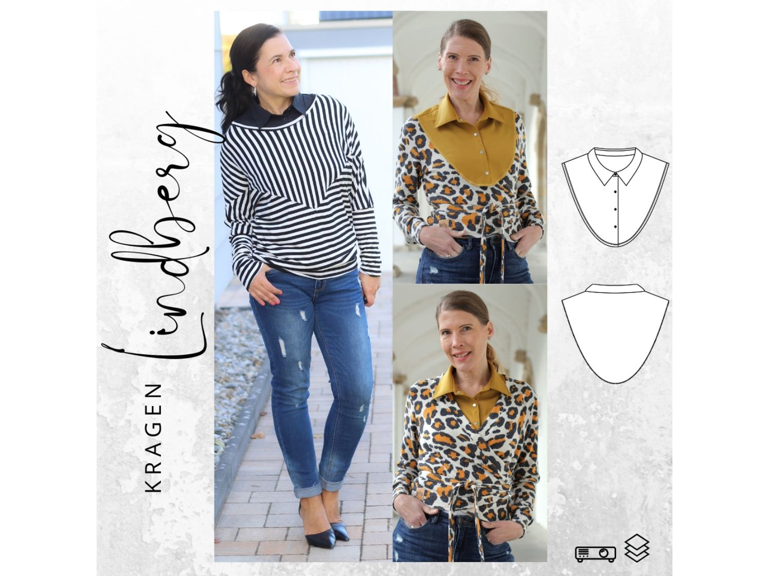 Schnittmuster  Kragen Blusenkragen LINDBERG  Gr. 34-54