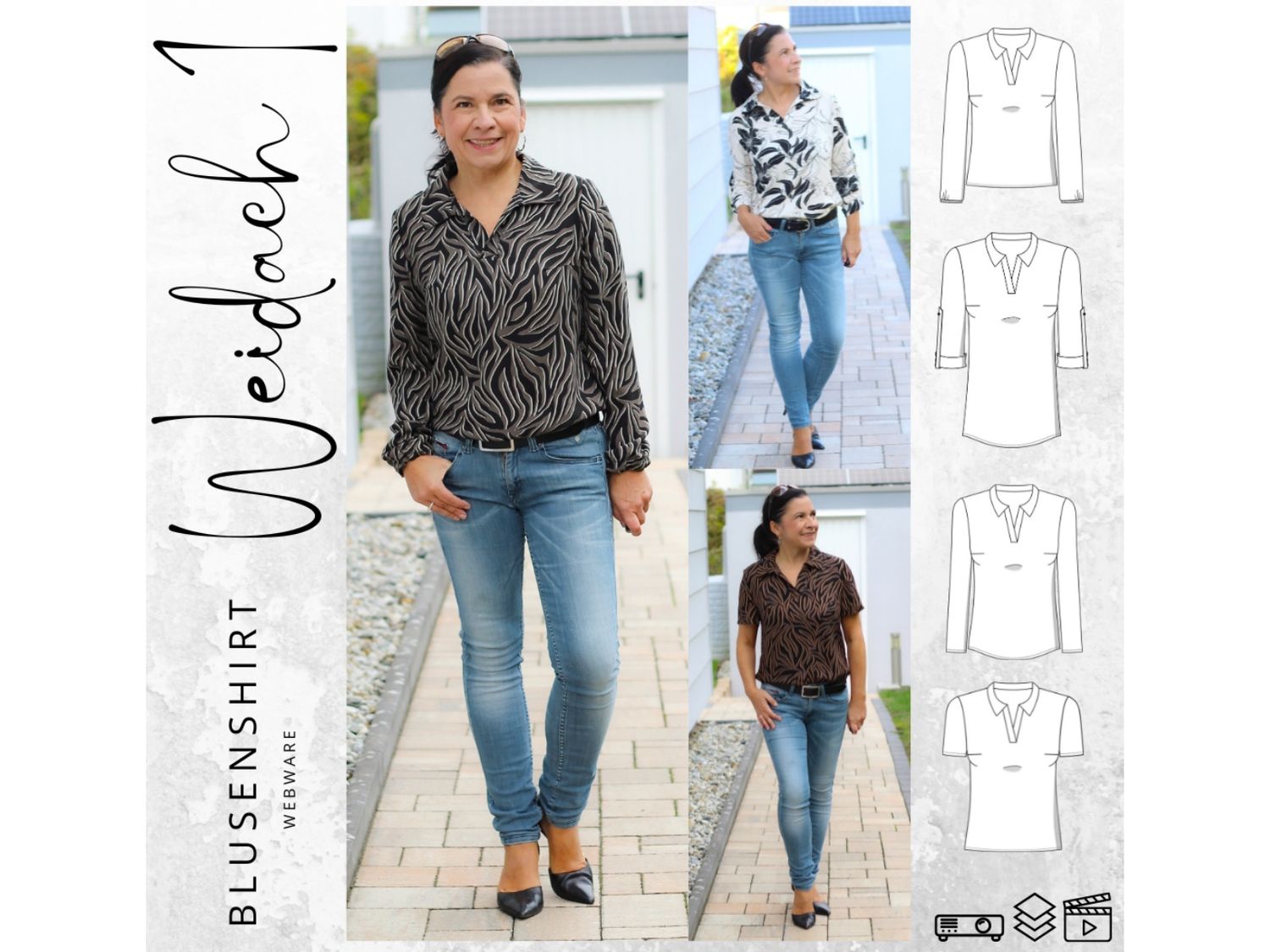 Schnittmuster  Blusenshirt WEIDACH 1 - Webware Gr. 34-54 + Videoanleitung