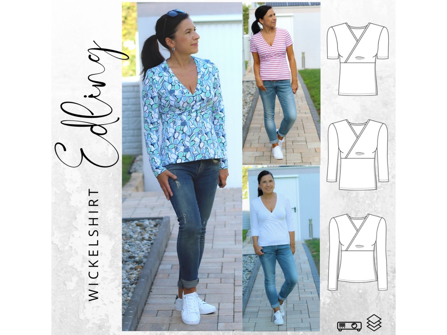 Schnittmuster  Wickelshirt EDLING Gr. 34-54