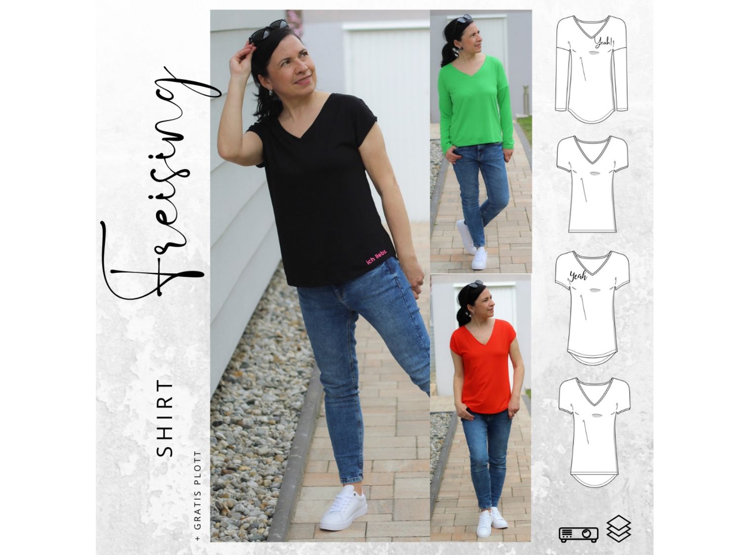 Schnittmuster Shirt FREISING Gr. 32-56 + gratis Plott