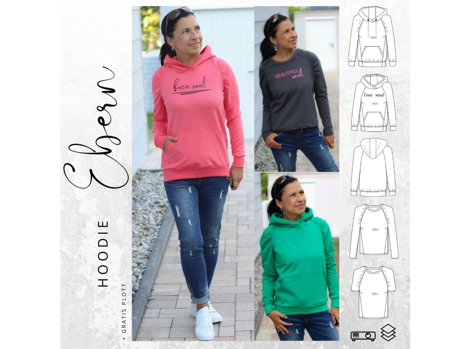 Schnittmuster Hoodie EBERN Gr. 34-56 + gratis Plott Schnittmuster Hoodie EBERN Gr. 34-56 + gratis Plott