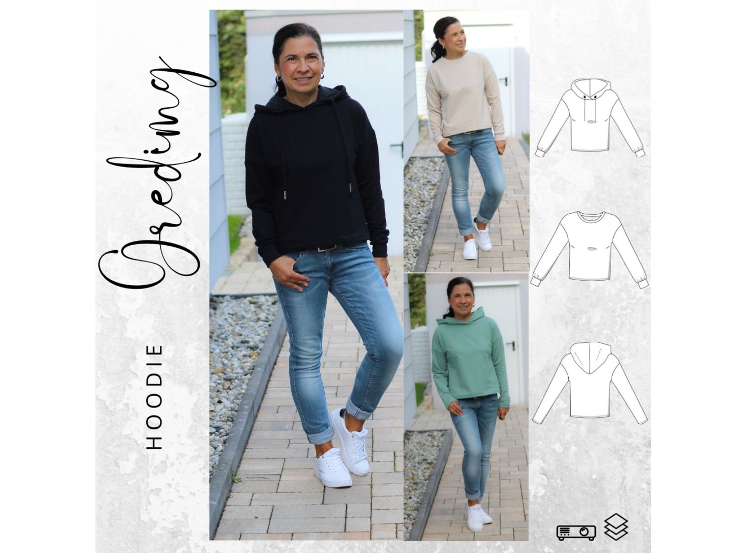 Schnittmuster Hoodie GREDING Gr. 34-56 Schnittmuster Hoodie GREDING Gr. 34-56