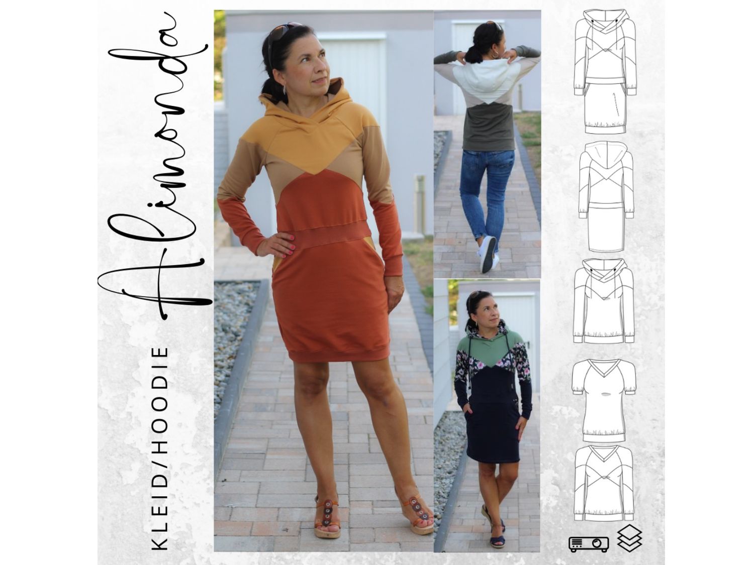Schnittmuster  Hoodie / Hoodiekleid ALIMONDA  Gr. 34-54