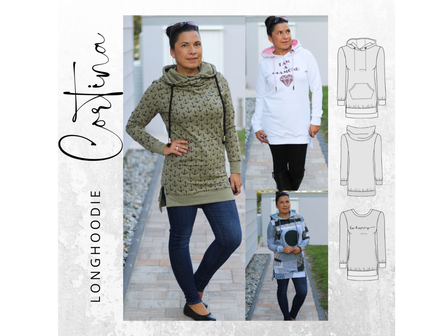 Schnittmuster  Longhoodie CORTINA Gr. XS-XXXL
