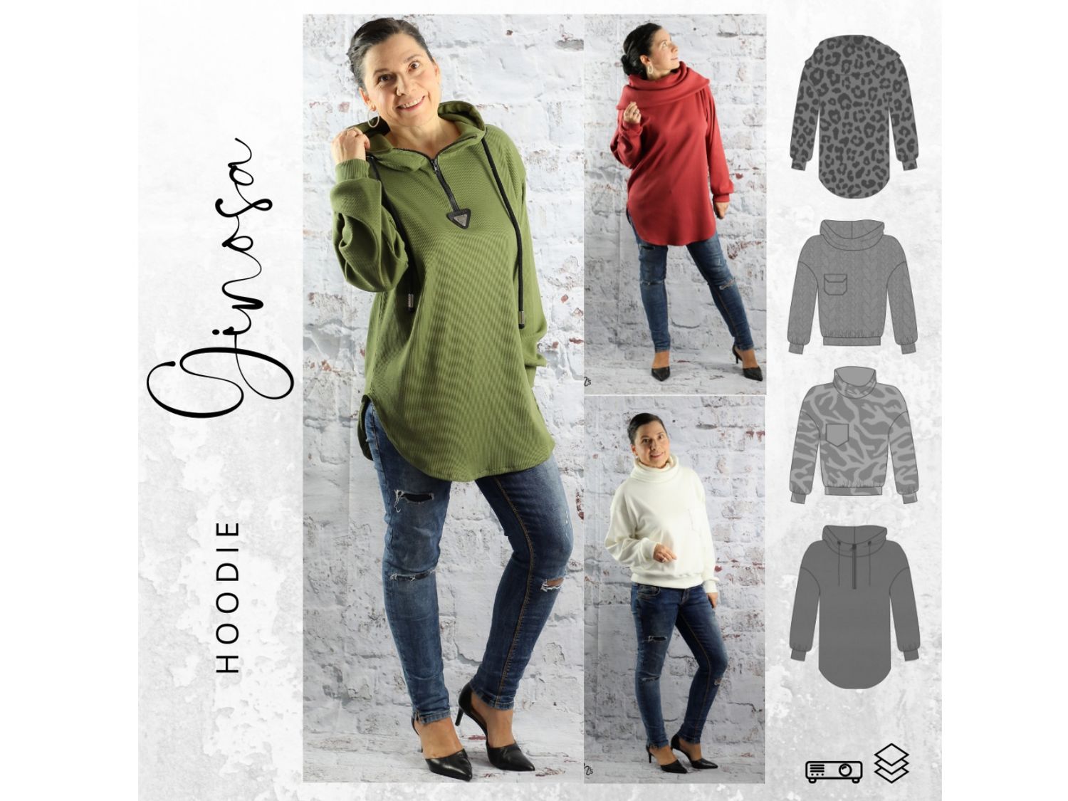 Schnittmuster  Hoodie/ Pullover GINOSA Gr. 32-56