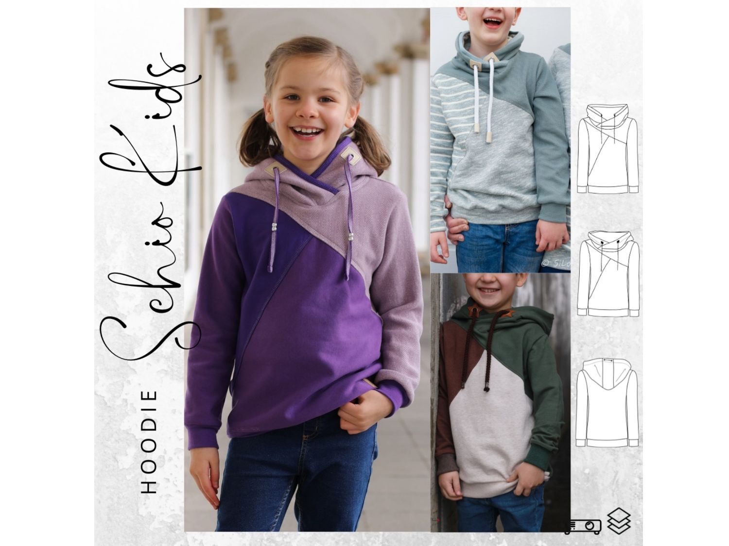 Schnittmuster  Hoodie SCHIO KIDS Gr. 74/80 - 146/152